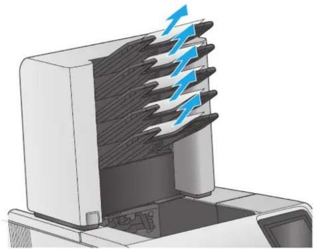 HP LaserJet Enterprise M604n - Clear paper jams in the 5-bin mailbox - 1