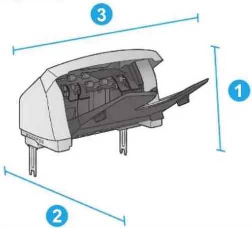 HP LaserJet Enterprise M604n - Dimensions for the input and output accessories - 3