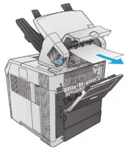 HP LaserJet Enterprise M604n - Clear paper jams in the stacker or stapler/stacker - 2