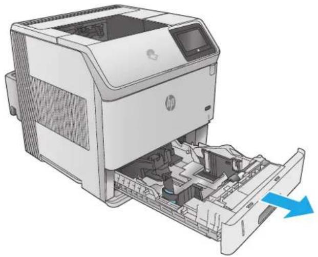 HP LaserJet Enterprise M604n - Load paper into the custom media tray - 1
