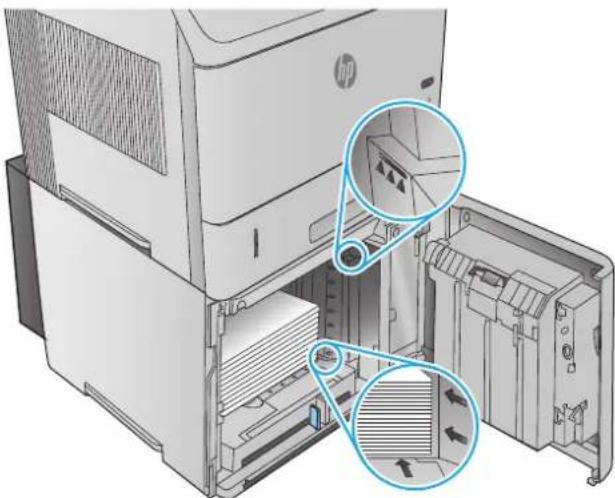 HP LaserJet Enterprise M604n - Clear paper jams in the optional 1,500-sheet high-capacity tray - 2