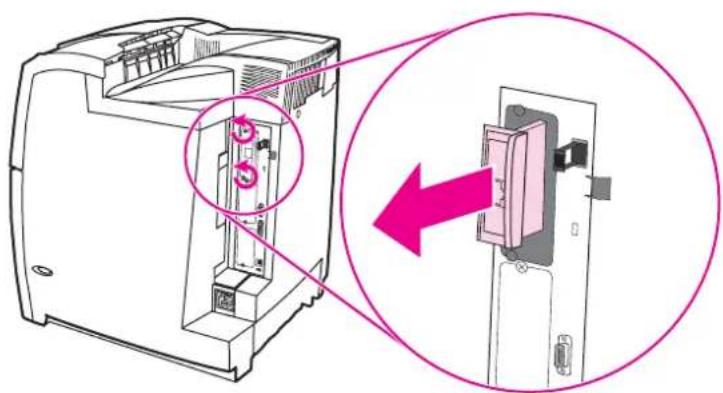 HP Color LaserJet 5550hdn - To install an HP Jetdirect print server card - 3