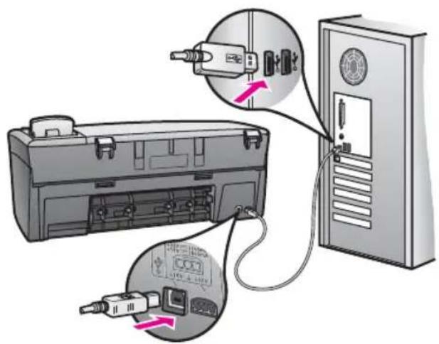 HP PSC 1610v - A red X appears on the USB connect prompt - 1