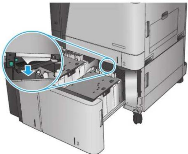 HP Color LaserJet Enterprise M855xh - Clear jams in the 3,500-sheet high-capacity input tray and the lower-right door - 4