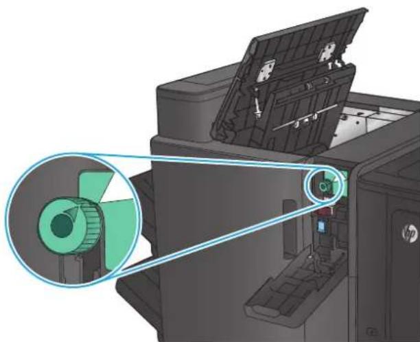 HP Color LaserJet Enterprise M855xh - Clear top left door jams in the booklet maker - 3