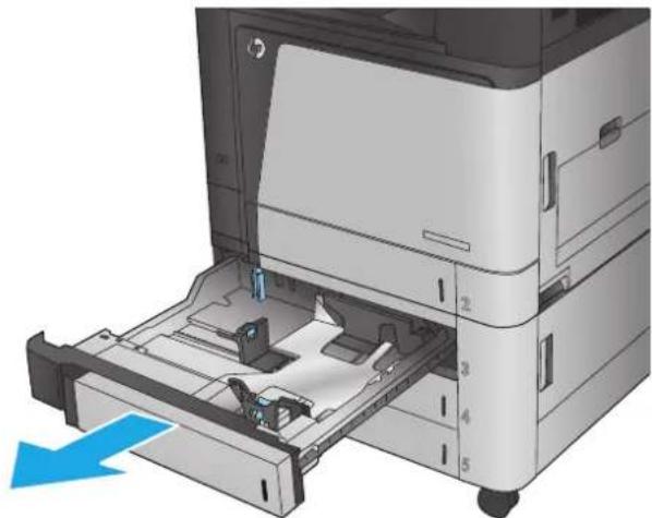 HP Color LaserJet Enterprise M855xh - Open the tray. - 1
