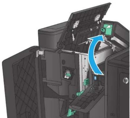 HP Color LaserJet Enterprise M855xh - Clear front left door jams in the booklet maker - 3