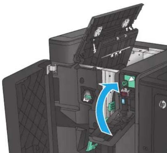 HP Color LaserJet Enterprise M855xh - Clear front left door jams in the booklet maker - 6