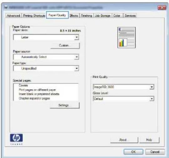 HP Color LaserJet Enterprise M855xh - Select the paper type (Windows) - 3