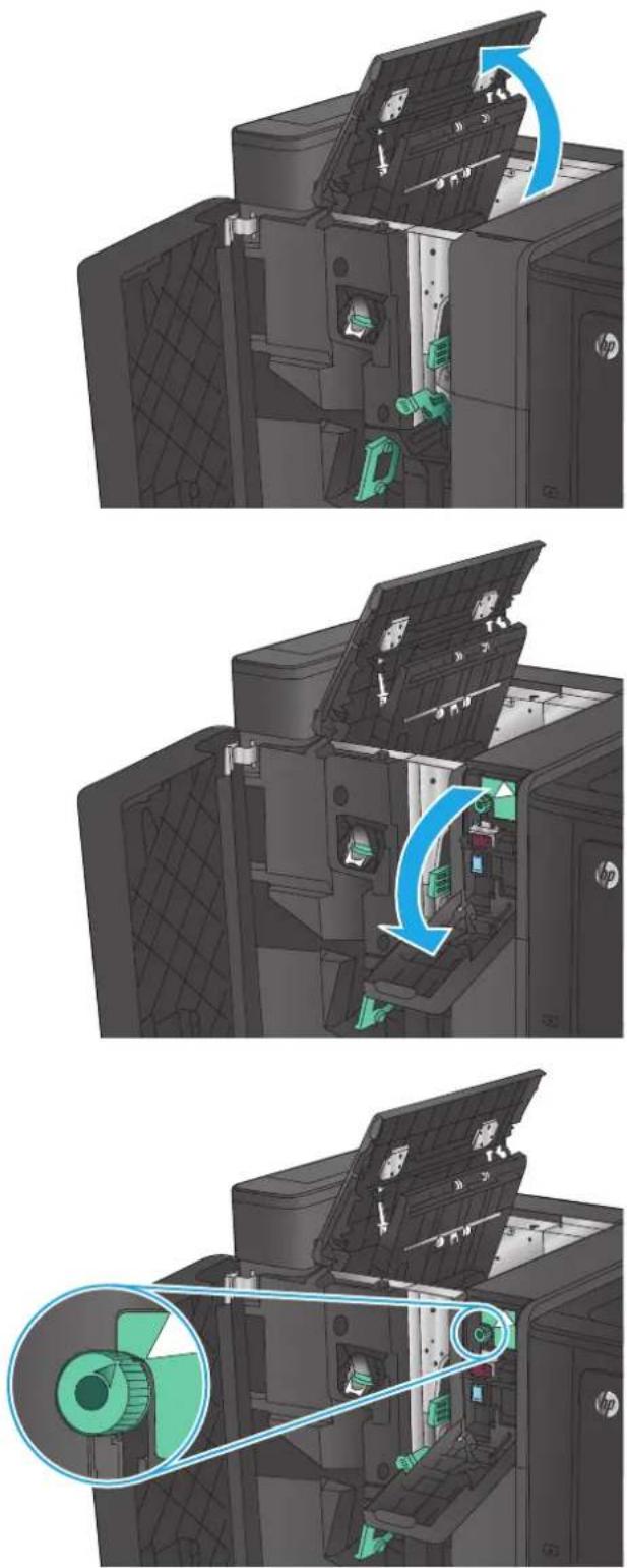 HP Color LaserJet Enterprise M855xh - Clear front left door jams in the booklet maker - 2