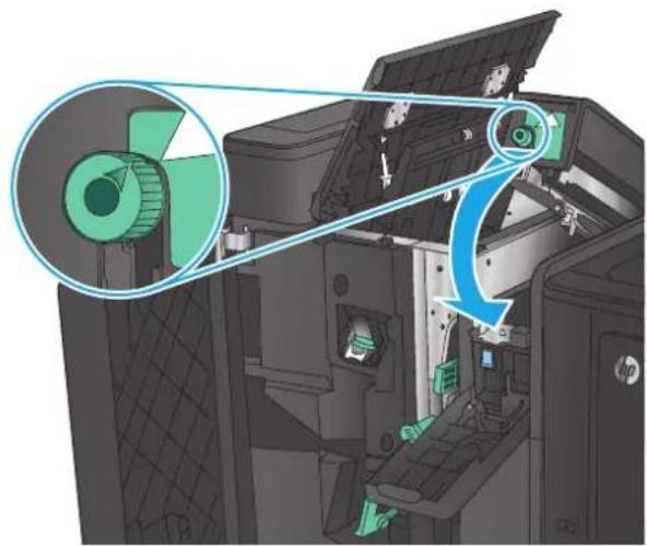HP Color LaserJet Enterprise M855xh - Clear front left door jams in the booklet maker - 5
