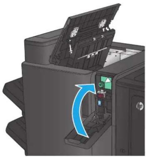 HP Color LaserJet Enterprise M855xh - Clear top left door jams in the booklet maker - 9