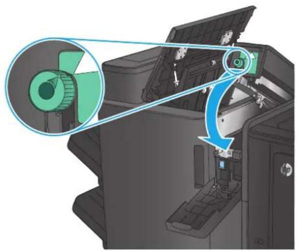 HP Color LaserJet Enterprise M855xh - Clear top left door jams in the booklet maker - 8