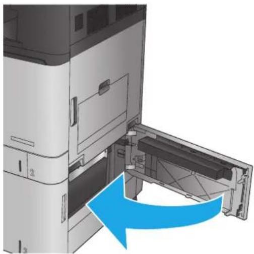 HP Color LaserJet Enterprise M855xh - Clear jams in the 3,500-sheet high-capacity input tray and the lower-right door - 10