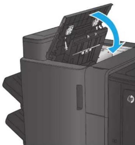 HP Color LaserJet Enterprise M855xh - Clear top left door jams in the stapler/stacker - 10