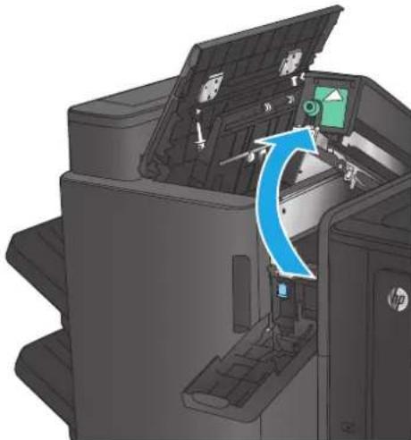 HP Color LaserJet Enterprise M855xh - Clear top left door jams in the booklet maker - 4