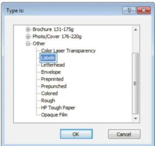 HP Color LaserJet Enterprise M855xh - Select the paper type (Windows) - 7