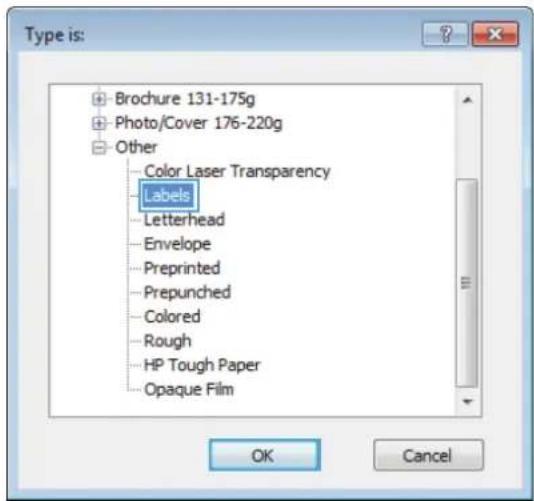 HP LaserJet Enterprise 500 Color M551dn - Print on special paper, labels, or transparencies with Windows - 7
