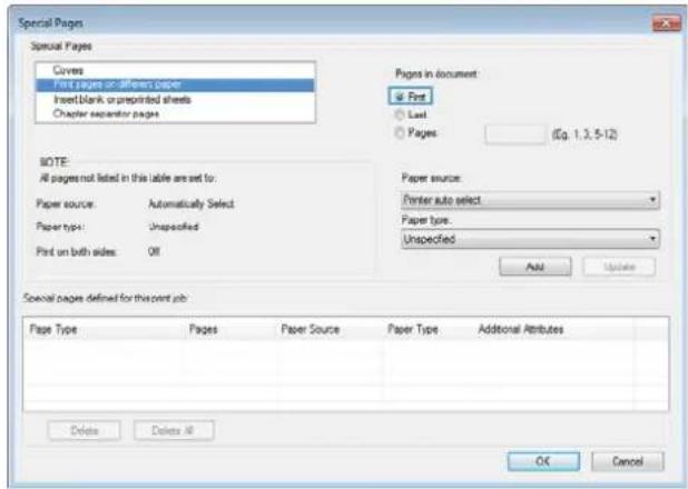 HP LaserJet Enterprise 500 Color M551dn - Print the first or last page on different paper with Windows - 5