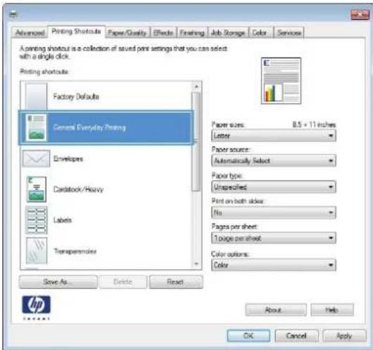 HP LaserJet Enterprise 500 Color M551dn - Use a printing shortcut with Windows - 4