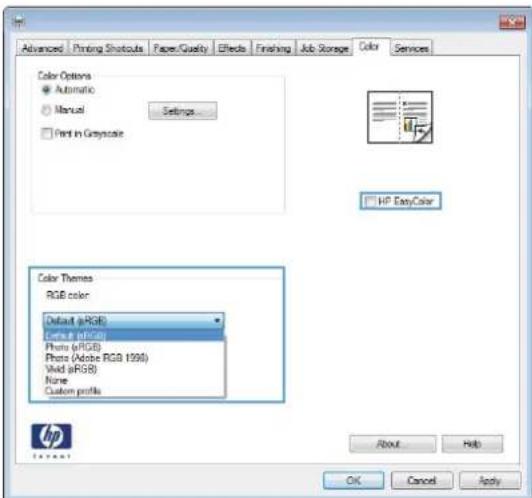 HP LaserJet Enterprise 500 Color M551dn - Change the color theme for a print job - 1