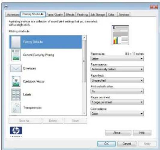 HP LaserJet Enterprise 500 Color M551dn - Create printing shortcuts - 3