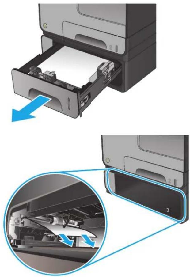 HP Officejet Enterprise Color MFP X585f - Clear jams in optional Tray 3 - 1