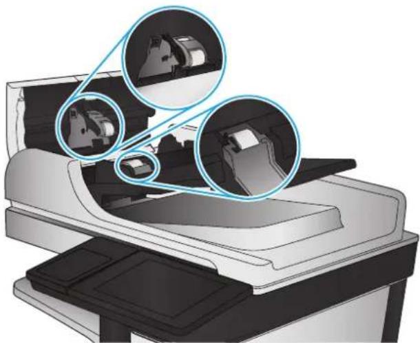 HP Officejet Enterprise Color MFP X585f - Clean the pickup rollers and separation pad in the document feeder - 3
