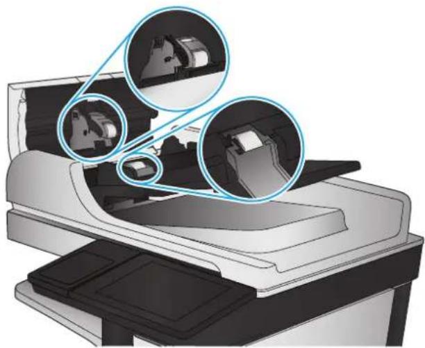 HP Officejet Enterprise Color MFP X585f - Clean the pickup rollers and separation pad in the document feeder - 3