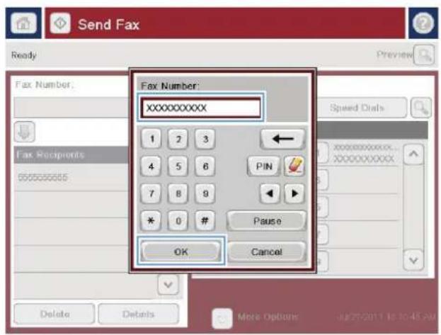 HP Officejet Enterprise Color MFP X585f - Send a fax - 4