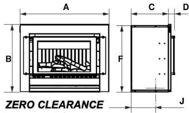 Rinnai Sapphire Gas Log Fire - DIMENSIONS - 2