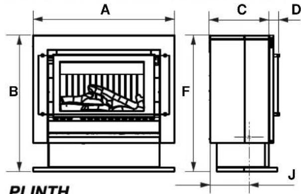 Rinnai Sapphire Gas Log Fire - DIMENSIONS - 6