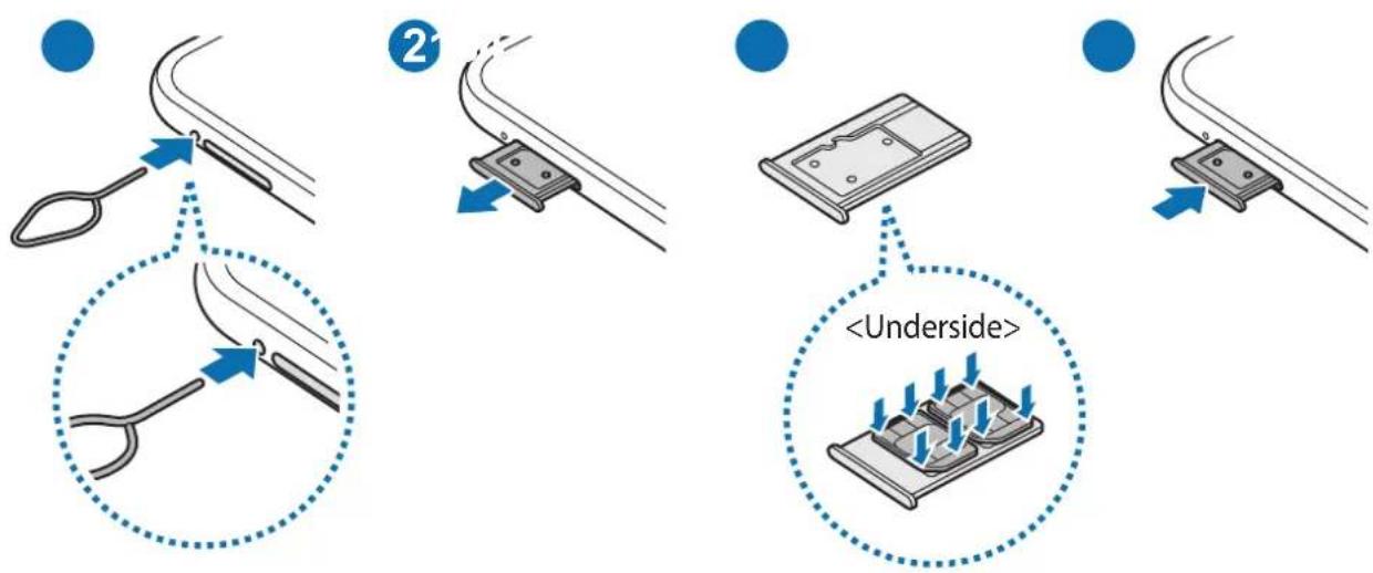 SAMSUNG Galaxy F62 - Installing the SIM or USIM card - 1
