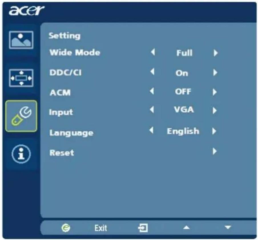 ACER H274H - Adjusting the setting - 1