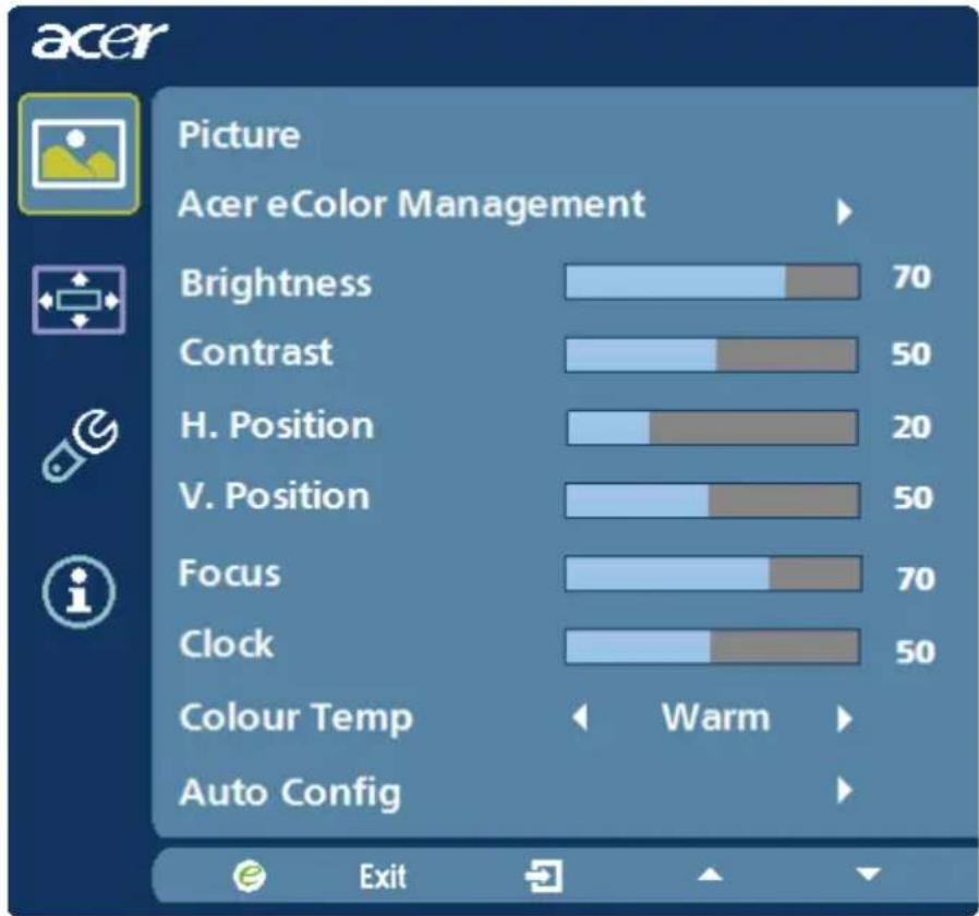 ACER H274H - Adjusting the picture quality - 1