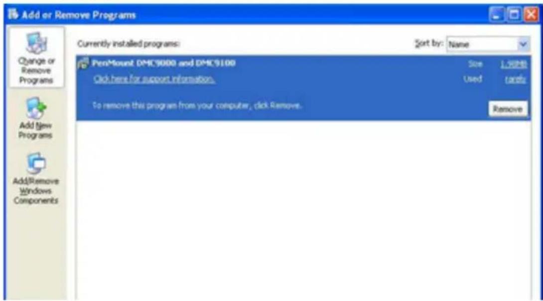 Add or Remove Programs Currently installed programs: Sort by: Name PenMount DMC9000 and DMC9100 Click here for support information. Size 1.5MB Used targets To remove this program from your computer, click Remove. Remove