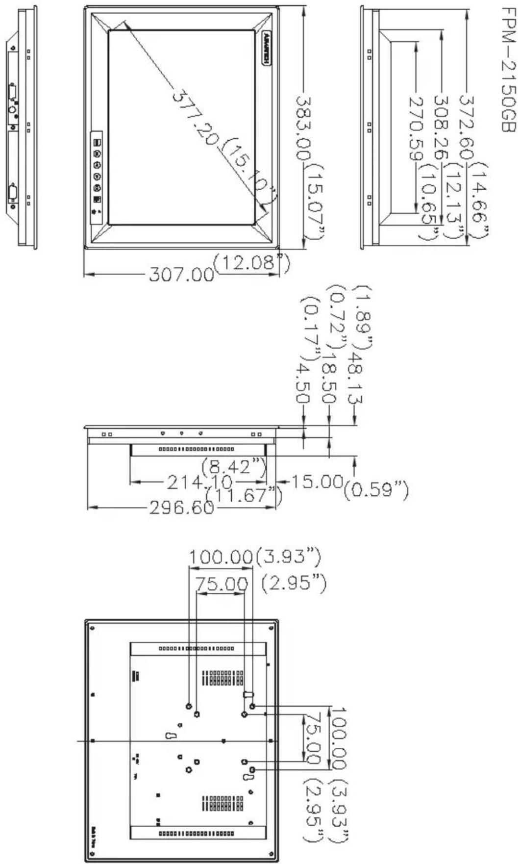 Advantech FPM-2150 - Dimensions - 1