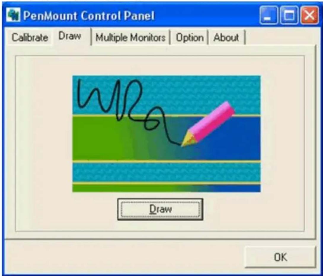 PenMount Control Panel Calibrate Draw Multiple Monitors Option About Draw OK