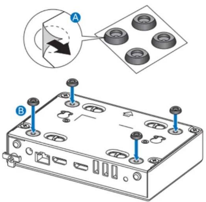 Technical diagram showing a device with labeled components and an inset view of a component with a magnified view.