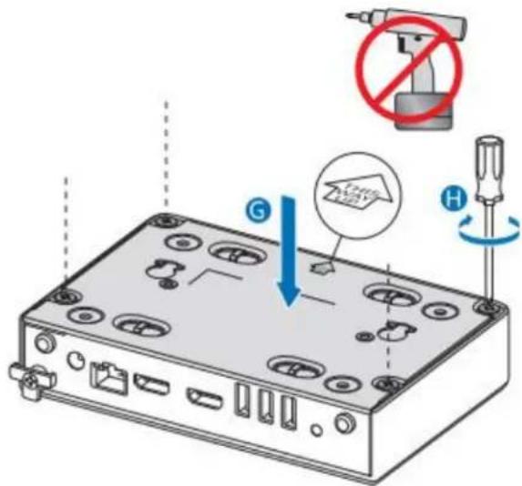 Diagram showing a device with labeled ports and a prohibition symbol, indicating disassembly or disassembly.