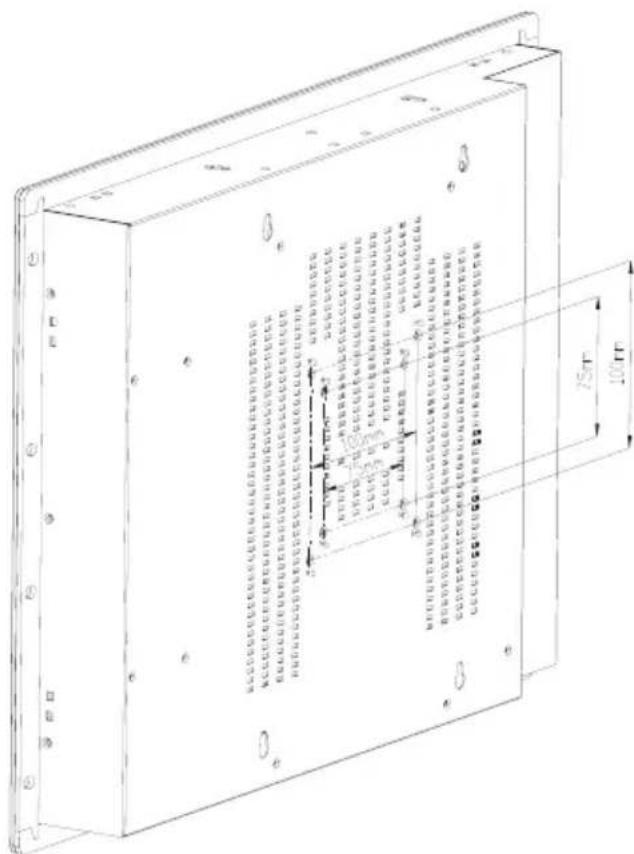 Technical diagram of an electronic enclosure with labeled components and dimensions