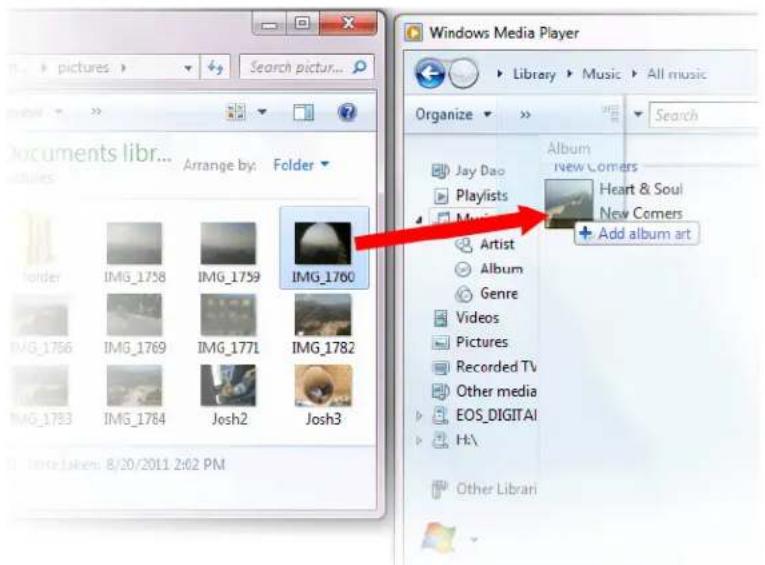 Windows Media Player Library > Music > All music Organize > Search Documents libr... Arrange by: Folder Jay Dao Playlists Music Artist Album Genre Videos Pictures Recorded TV Other media EOS_DIGITAI H:\ Other Librani IMG_1758 IMG_1759 IMG_1760 IMG_1769 IMG_1771 IMG_1782 IMG_1783 IMG_1784 Josh2 Josh3 Album New Corners Heart & Soul New Corners + Add album art