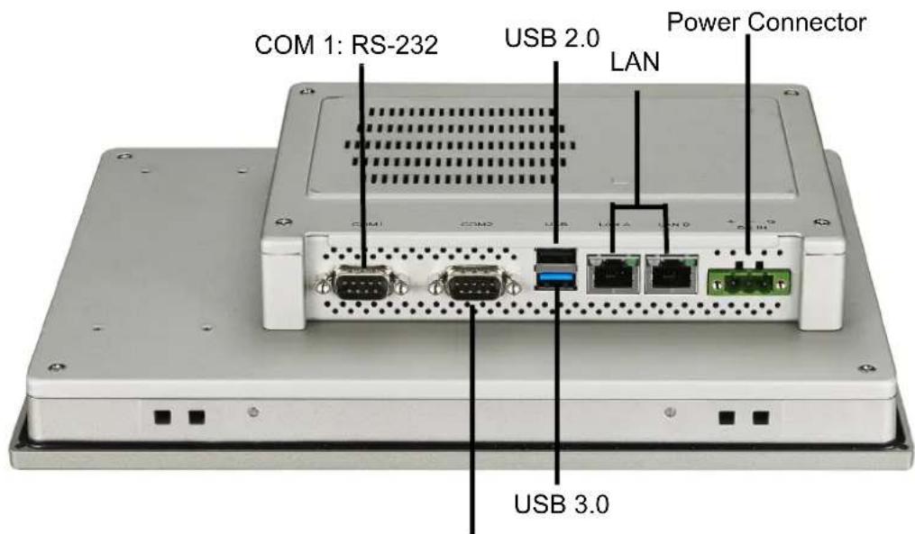 COM 1: RS-232 USB 2.0 LAN Power Connector USB 3.0