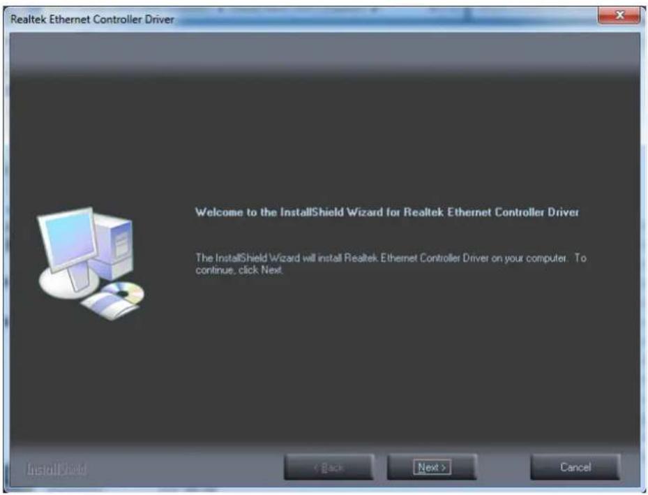 Realtek Ethernet Controller Driver Welcome to the InstallShield Wizard for Realtek Ethernet Controller Driver The InstallShield Wizard will install Realtek Ethernet Controller Driver on your computer. To continue, click Next.