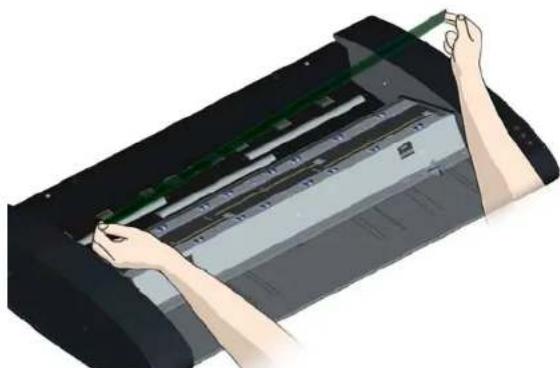 Contex XD2490 - Detaching the glass plate – the glass plate edge out of the scanner - 2