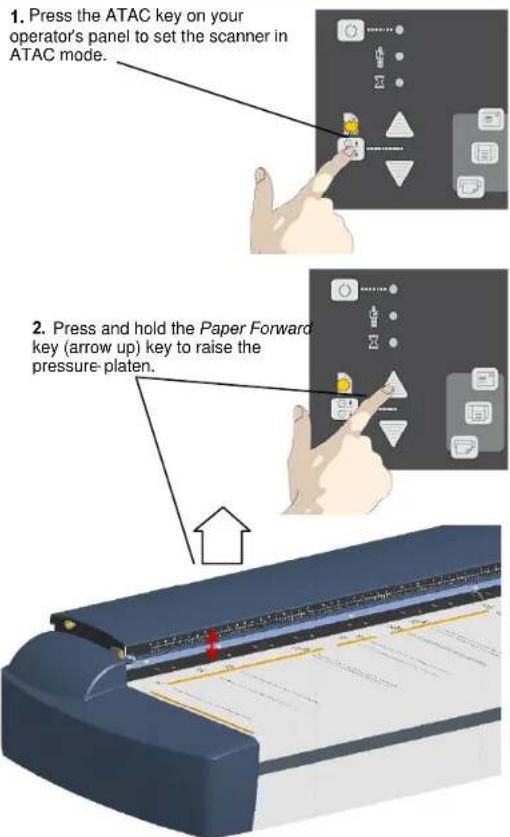Contex HD4250 - To adjust the insertion slot for thick media with ATAC: - 1