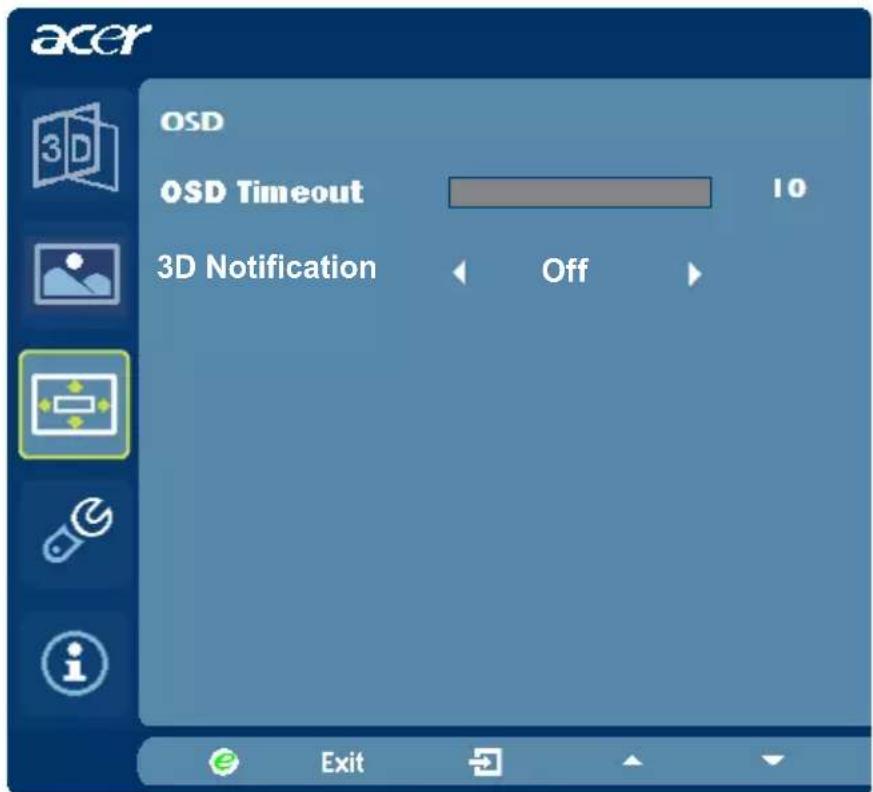ACER HR274H - Adjusting the OSD - 1