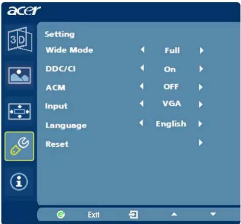 ACER HR274H - Adjusting the setting - 1