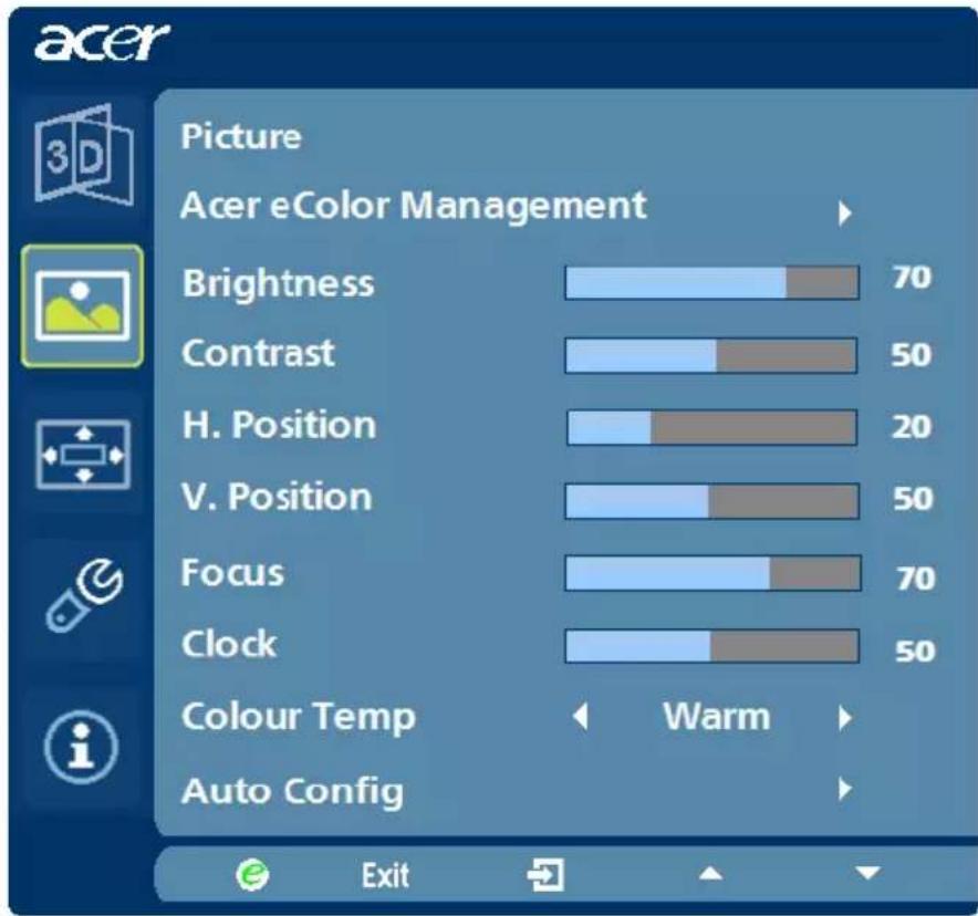 ACER HR274H - Adjusting the picture quality - 1