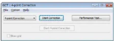 GCT : 4-point Correction File Option Help 4-point Correction Start Correction Performance Test... Start 4-point Correction Show grid
